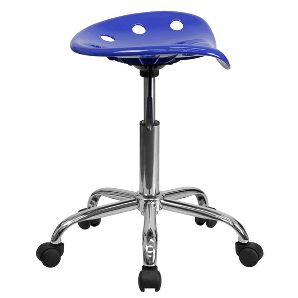 Flash Furniture Vibrant Nautical Blue Tractor Seat and Chrome Stool - LF-214A-NAUTICALBLUE-GG