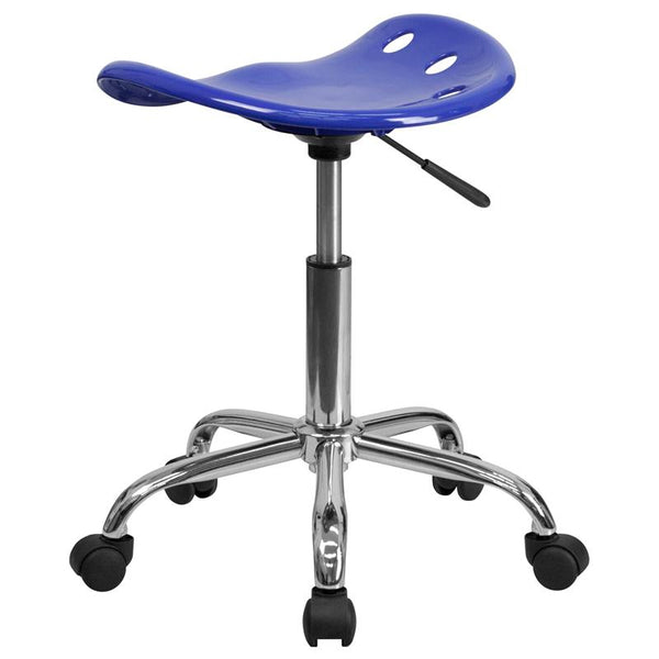 Flash Furniture Vibrant Nautical Blue Tractor Seat and Chrome Stool - LF-214A-NAUTICALBLUE-GG