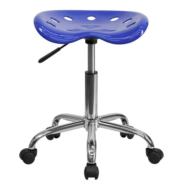 Flash Furniture Vibrant Nautical Blue Tractor Seat and Chrome Stool - LF-214A-NAUTICALBLUE-GG