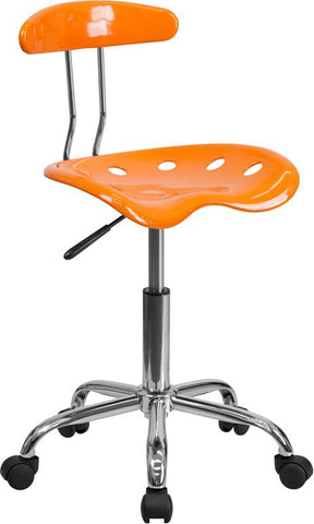 Flash Furniture Vibrant Orange and Chrome Swivel Task Chair with Tractor Seat - LF-214-ORANGEYELLOW-GG