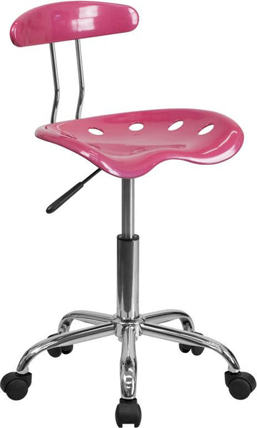 Flash Furniture Vibrant Pink and Chrome Swivel Task Chair with Tractor Seat - LF-214-PINK-GG