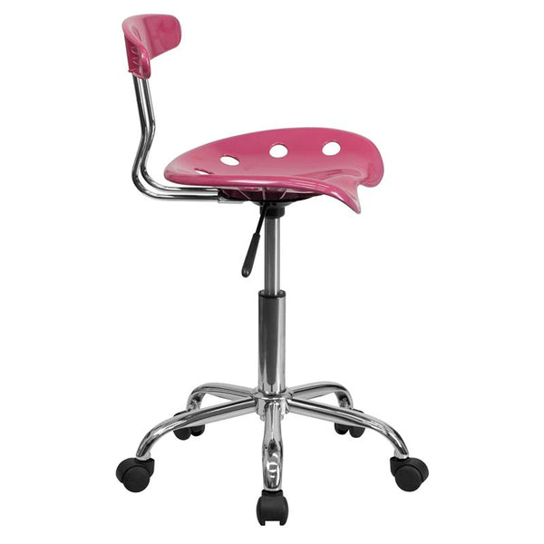 Flash Furniture Vibrant Pink and Chrome Swivel Task Chair with Tractor Seat - LF-214-PINK-GG