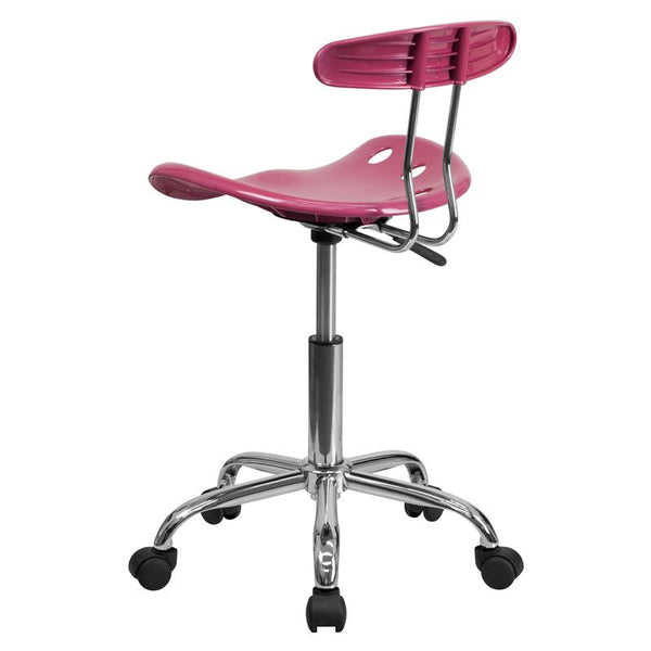 Flash Furniture Vibrant Pink and Chrome Swivel Task Chair with Tractor Seat - LF-214-PINK-GG