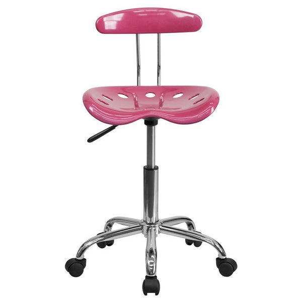 Flash Furniture Vibrant Pink and Chrome Swivel Task Chair with Tractor Seat - LF-214-PINK-GG