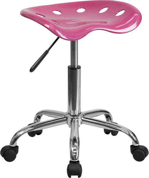 Flash Furniture Vibrant Pink Tractor Seat and Chrome Stool - LF-214A-PINK-GG