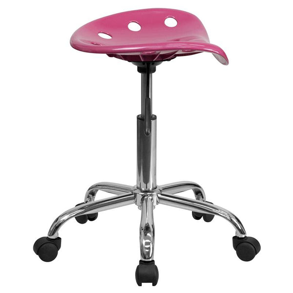 Flash Furniture Vibrant Pink Tractor Seat and Chrome Stool - LF-214A-PINK-GG