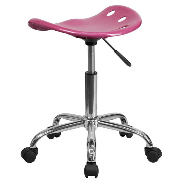 Flash Furniture Vibrant Pink Tractor Seat and Chrome Stool - LF-214A-PINK-GG