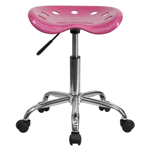 Flash Furniture Vibrant Pink Tractor Seat and Chrome Stool - LF-214A-PINK-GG