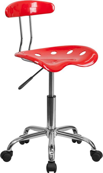 Flash Furniture Vibrant Red and Chrome Swivel Task Chair with Tractor Seat - LF-214-RED-GG