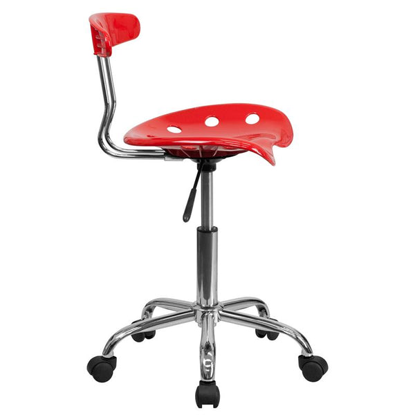 Flash Furniture Vibrant Red and Chrome Swivel Task Chair with Tractor Seat - LF-214-RED-GG