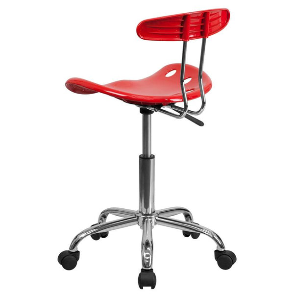 Flash Furniture Vibrant Red and Chrome Swivel Task Chair with Tractor Seat - LF-214-RED-GG