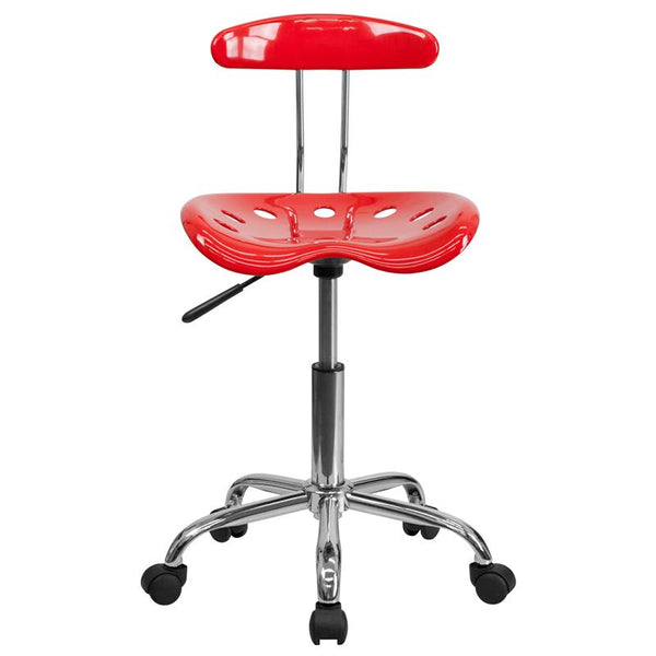 Flash Furniture Vibrant Red and Chrome Swivel Task Chair with Tractor Seat - LF-214-RED-GG