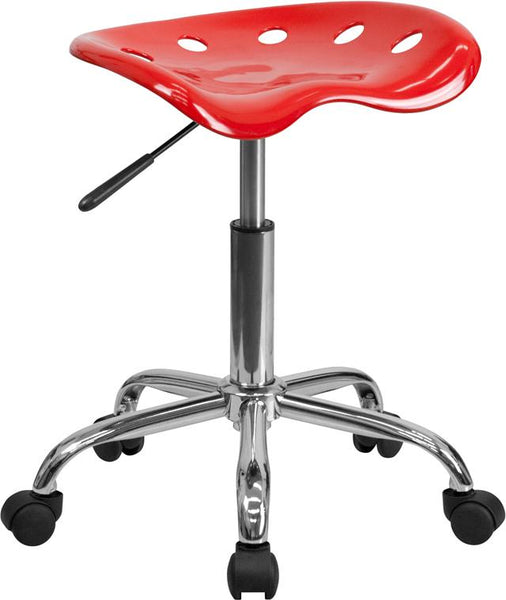 Flash Furniture Vibrant Red Tractor Seat and Chrome Stool - LF-214A-RED-GG