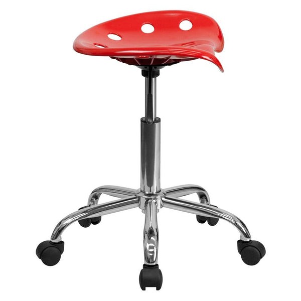 Flash Furniture Vibrant Red Tractor Seat and Chrome Stool - LF-214A-RED-GG