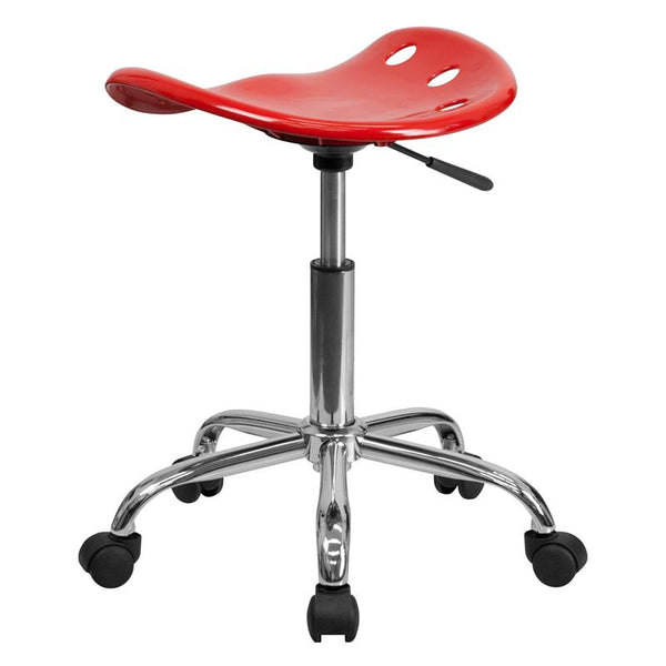 Flash Furniture Vibrant Red Tractor Seat and Chrome Stool - LF-214A-RED-GG