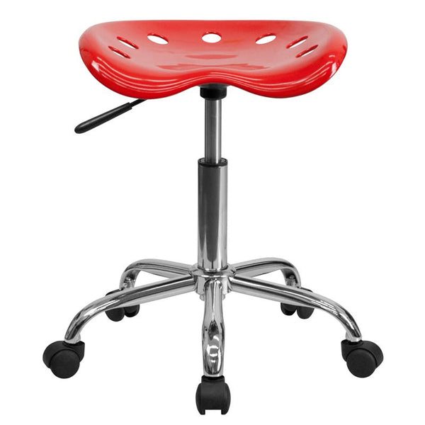 Flash Furniture Vibrant Red Tractor Seat and Chrome Stool - LF-214A-RED-GG