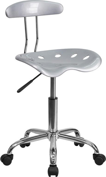 Flash Furniture Vibrant Silver and Chrome Swivel Task Chair with Tractor Seat - LF-214-SILVER-GG