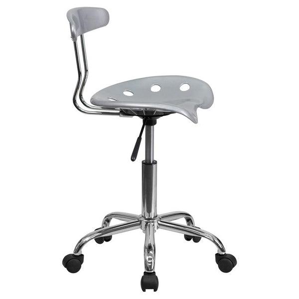 Flash Furniture Vibrant Silver and Chrome Swivel Task Chair with Tractor Seat - LF-214-SILVER-GG