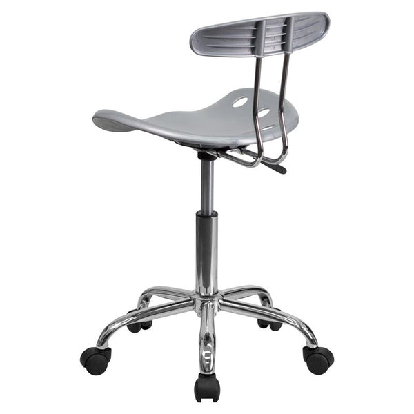 Flash Furniture Vibrant Silver and Chrome Swivel Task Chair with Tractor Seat - LF-214-SILVER-GG