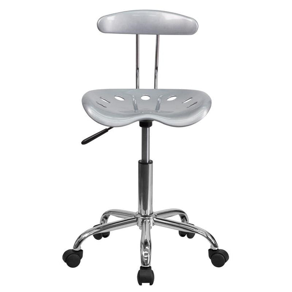 Flash Furniture Vibrant Silver and Chrome Swivel Task Chair with Tractor Seat - LF-214-SILVER-GG