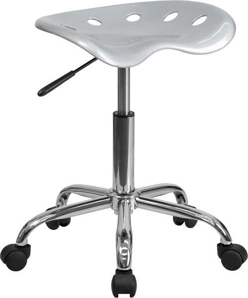 Flash Furniture Vibrant Silver Tractor Seat and Chrome Stool - LF-214A-SILVER-GG