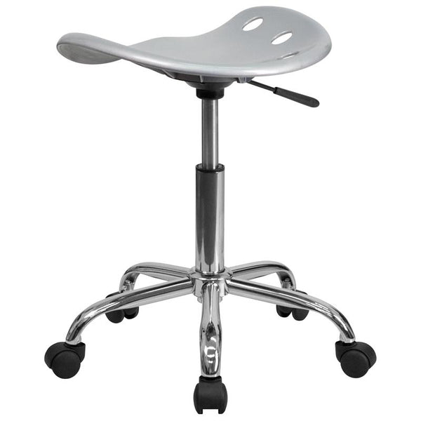 Flash Furniture Vibrant Silver Tractor Seat and Chrome Stool - LF-214A-SILVER-GG