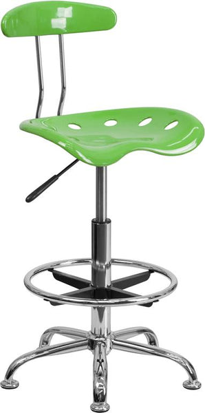 Flash Furniture Vibrant Spicy Lime and Chrome Drafting Stool with Tractor Seat - LF-215-SPICYLIME-GG