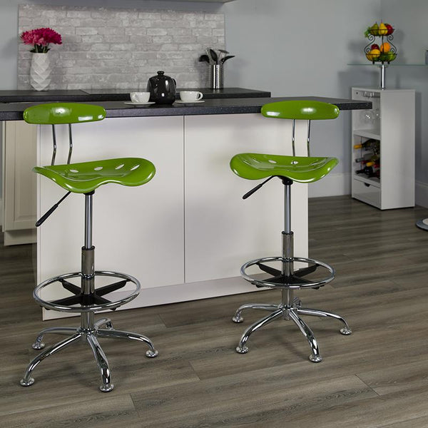 Flash Furniture Vibrant Spicy Lime and Chrome Drafting Stool with Tractor Seat - LF-215-SPICYLIME-GG