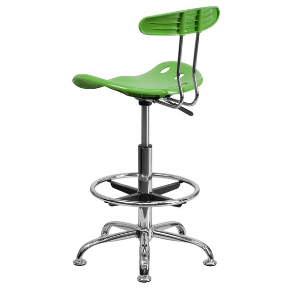 Flash Furniture Vibrant Spicy Lime and Chrome Drafting Stool with Tractor Seat - LF-215-SPICYLIME-GG