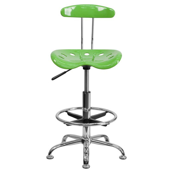 Flash Furniture Vibrant Spicy Lime and Chrome Drafting Stool with Tractor Seat - LF-215-SPICYLIME-GG