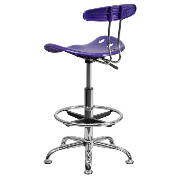 Flash Furniture Vibrant Violet and Chrome Drafting Stool with Tractor Seat - LF-215-VIOLET-GG