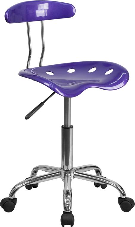 Flash Furniture Vibrant Violet and Chrome Swivel Task Chair with Tractor Seat - LF-214-VIOLET-GG