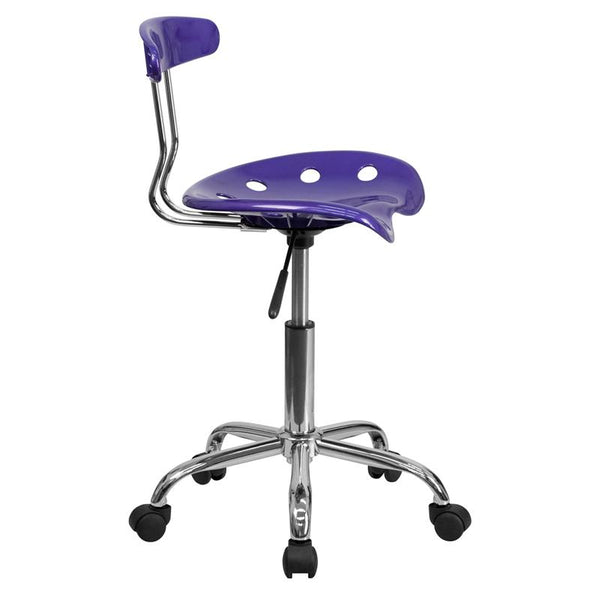 Flash Furniture Vibrant Violet and Chrome Swivel Task Chair with Tractor Seat - LF-214-VIOLET-GG