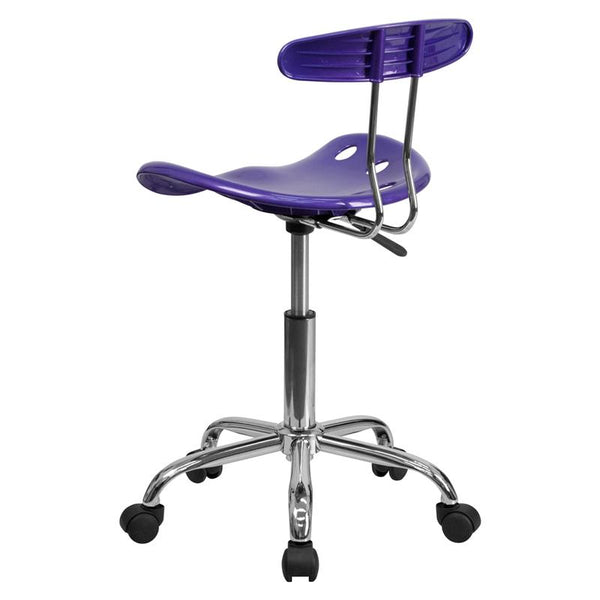 Flash Furniture Vibrant Violet and Chrome Swivel Task Chair with Tractor Seat - LF-214-VIOLET-GG