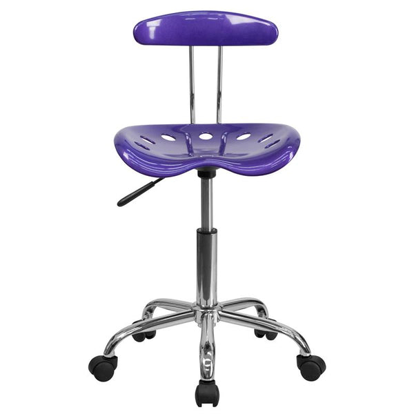 Flash Furniture Vibrant Violet and Chrome Swivel Task Chair with Tractor Seat - LF-214-VIOLET-GG