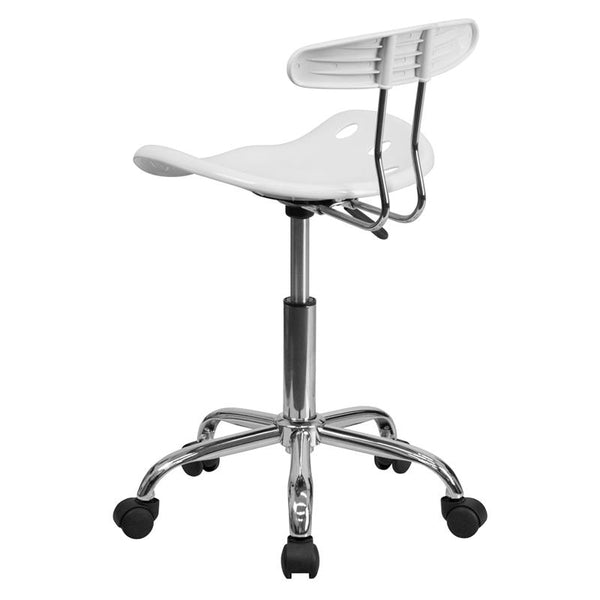 Flash Furniture Vibrant White and Chrome Swivel Task Chair with Tractor Seat - LF-214-WHITE-GG