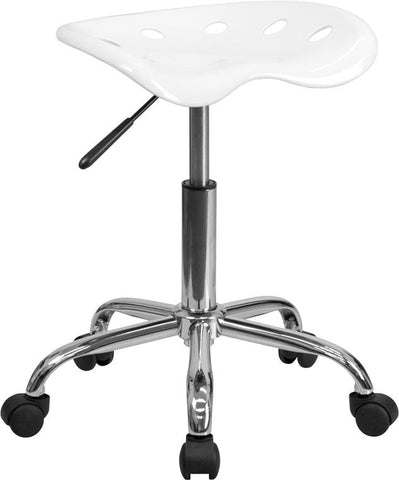 Flash Furniture Vibrant White Tractor Seat and Chrome Stool - LF-214A-WHITE-GG