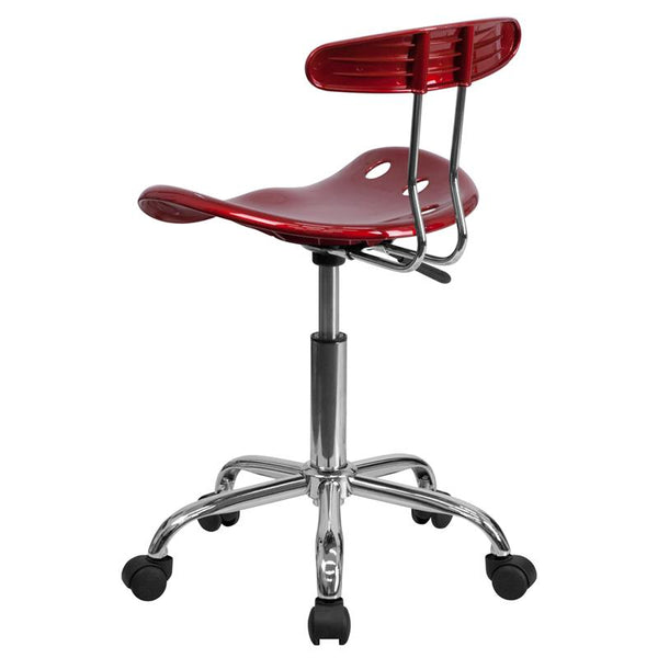 Flash Furniture Vibrant Wine Red and Chrome Swivel Task Chair with Tractor Seat - LF-214-WINERED-GG