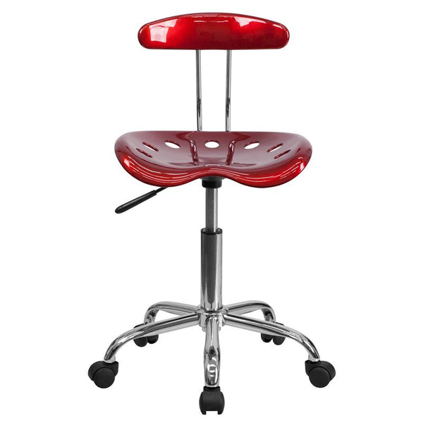 Flash Furniture Vibrant Wine Red and Chrome Swivel Task Chair with Tractor Seat - LF-214-WINERED-GG