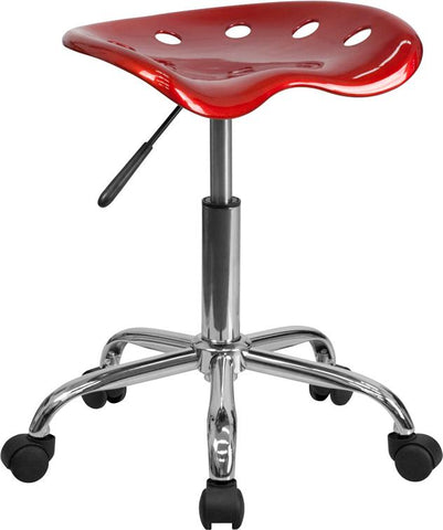 Flash Furniture Vibrant Wine Red Tractor Seat and Chrome Stool - LF-214A-WINERED-GG