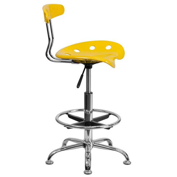 Flash Furniture Vibrant Yellow and Chrome Drafting Stool with Tractor Seat - LF-215-YELLOW-GG