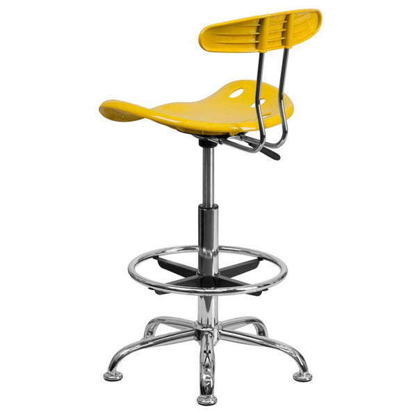 Flash Furniture Vibrant Yellow and Chrome Drafting Stool with Tractor Seat - LF-215-YELLOW-GG