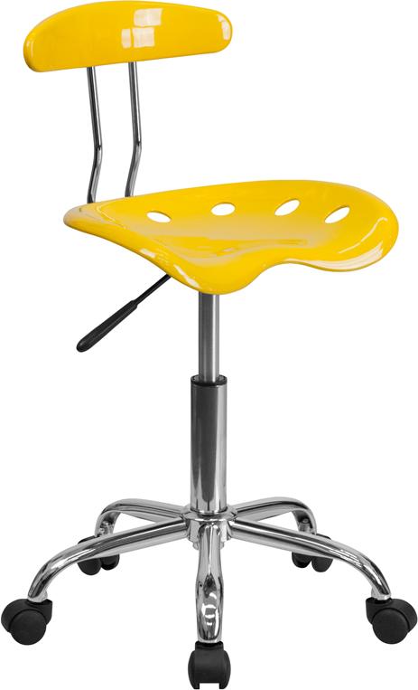 Flash Furniture Vibrant Yellow and Chrome Swivel Task Chair with Tractor Seat - LF-214-YELLOW-GG