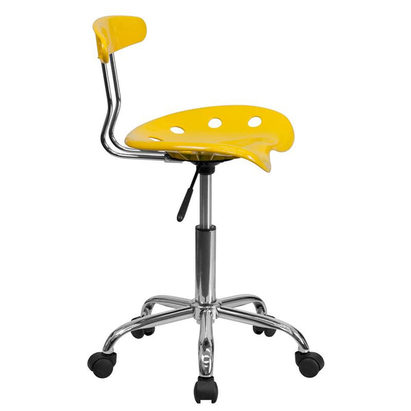 Flash Furniture Vibrant Yellow and Chrome Swivel Task Chair with Tractor Seat - LF-214-YELLOW-GG