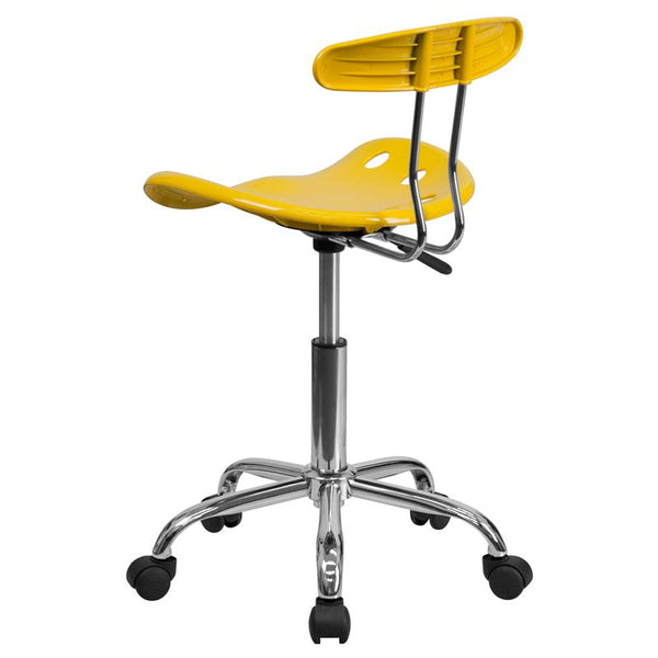 Flash Furniture Vibrant Yellow and Chrome Swivel Task Chair with Tractor Seat - LF-214-YELLOW-GG