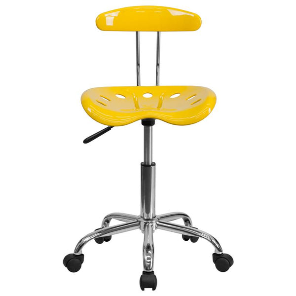 Flash Furniture Vibrant Yellow and Chrome Swivel Task Chair with Tractor Seat - LF-214-YELLOW-GG