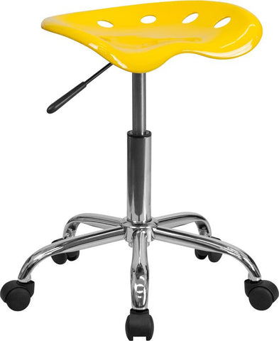 Flash Furniture Vibrant Yellow Tractor Seat and Chrome Stool - LF-214A-YELLOW-GG