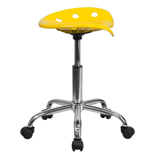 Flash Furniture Vibrant Yellow Tractor Seat and Chrome Stool - LF-214A-YELLOW-GG