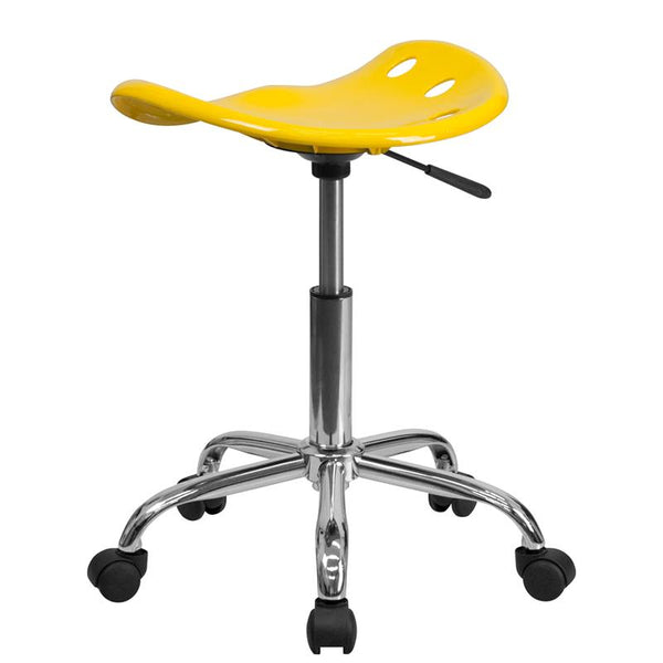 Flash Furniture Vibrant Yellow Tractor Seat and Chrome Stool - LF-214A-YELLOW-GG