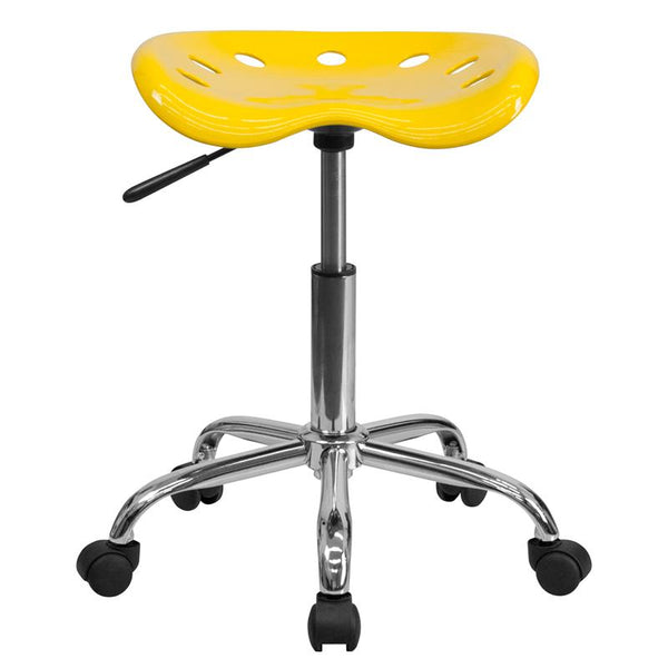 Flash Furniture Vibrant Yellow Tractor Seat and Chrome Stool - LF-214A-YELLOW-GG